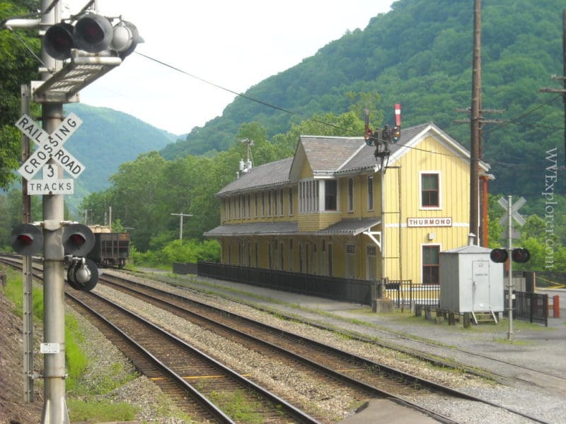The restored railroad station in the Thurmond National Historic District includes a season park visitor center.