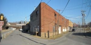 Bike trail skirts warehouse, Beckley, WV, Raleigh County, New River Gorge Region