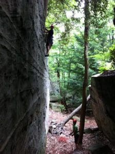Climbing Mister Clean. Coopers Rock Climbing Area, Coopers Rock State Forest