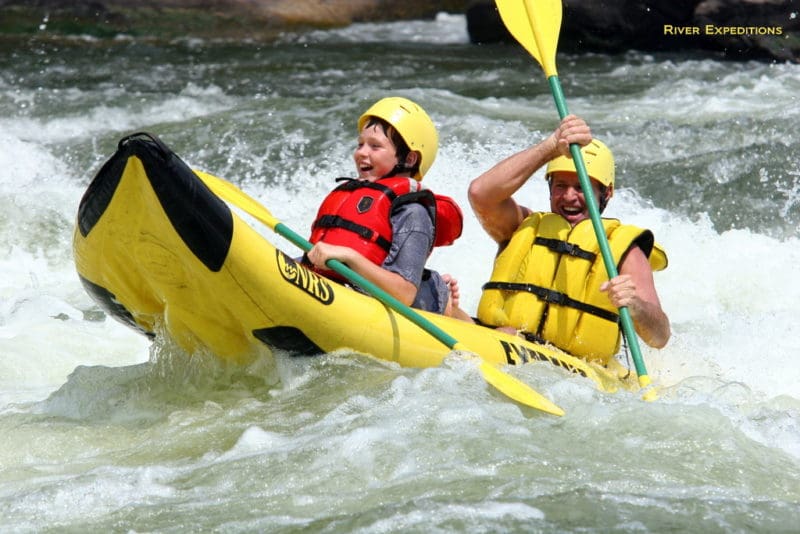 Duo paddling the New River Duo paddling the New River, River Expeditions