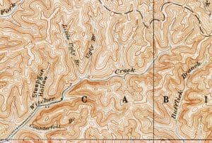 Map showing head of Witcher Creek, Kanawha County, West Virginia (WV)