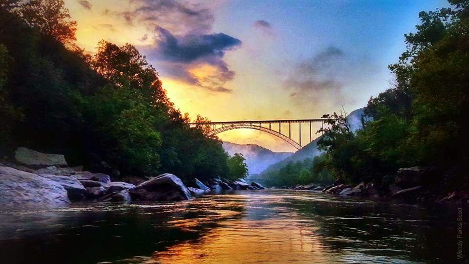 The sun sets beyond the New River Gorge Bridge in southern West Virginia. (Photo courtesy Wendy Parks Scott)