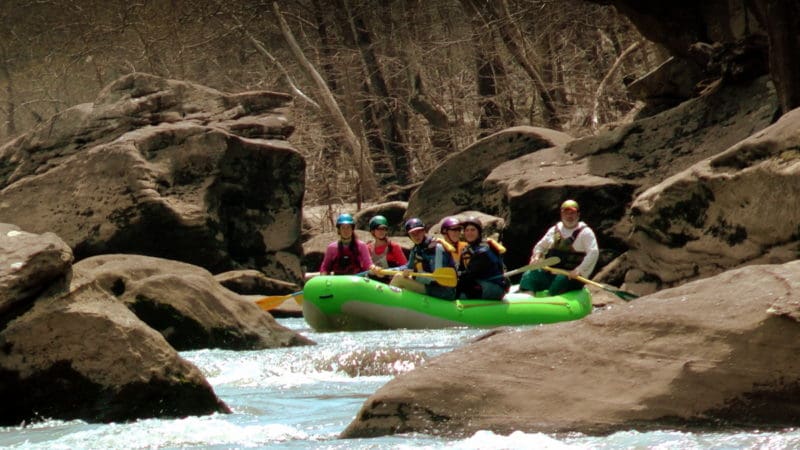 Paddlers explore a once-hidden landscape opening in the New River.