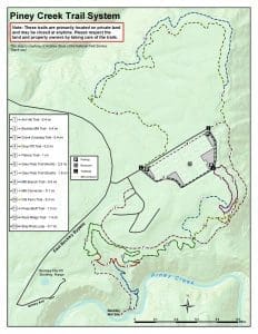 Map of Piney Creek Trails / Grey Flats Area