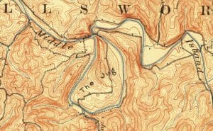 A U.S. Geologic Survey map shows the Jug as it appeared in 1924.
