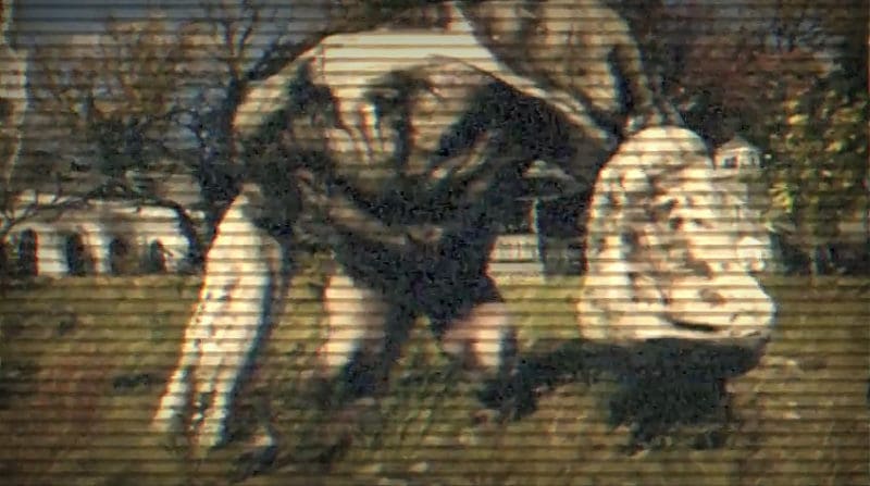 The headless Grafton Monster as rendered in Fallout 76 haunts the hills of northern West Virginia.