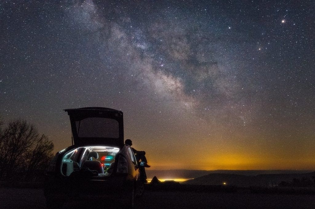 Stargazers park along the remote Highland Scenic Highway in Pocahontas County.