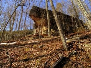 Ship Rock at Beckley, WV, as seen from Drop-Off Trail.
