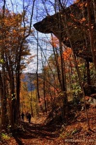 Ship Rock near the Nuttall Cemetery hangs over the Nuttallburg Headhouse Trail.