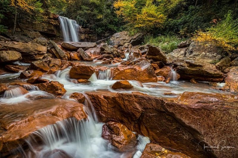 The North Fork of the Blackwater River drops over Douglas Falls.
