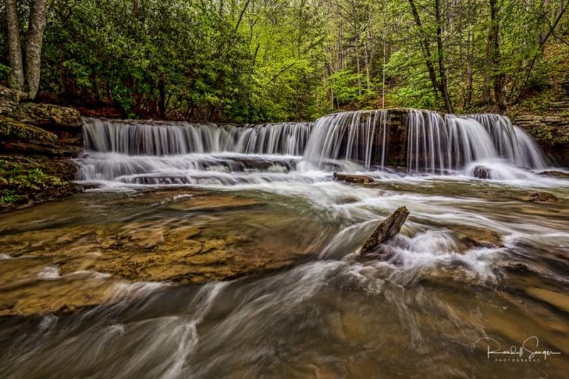 The falls of Mash Fork drop over a ledge in Camp Creek State Park.