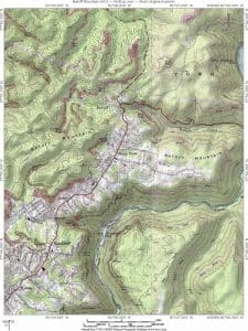 Batoff Mountain extends west of the New River in northern Raleigh County.