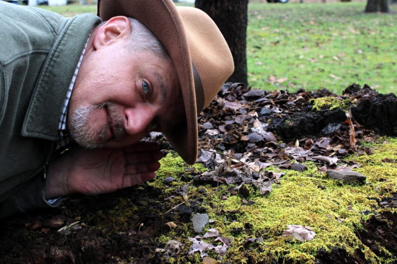 David Sibray listens for "Old Thump," the origins of which may be geologic.