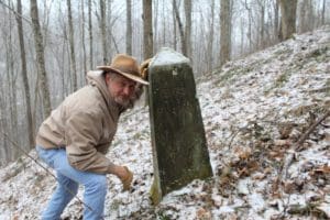 David Sibray visits the monument that establishes the base of the northern panhandle of West Virginia.