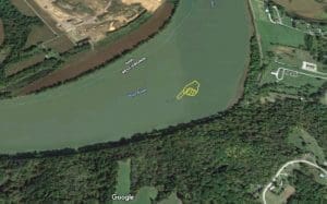 Ohio River, has been eroded into three small eyots