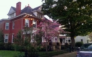 The home of the Wells Sisters stands on Main Street in Sistersville, West Virginia.