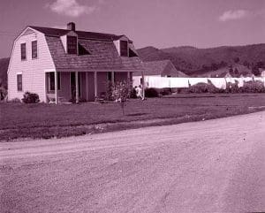 Many New Deal-era homes still stand in the experimental community at Dailey, West Virginia.