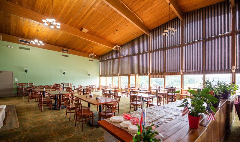 The lodge restaurant at Tygart Lake State Park offers scenic views.