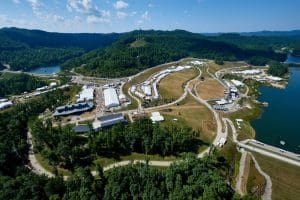 The Scott Visitor Center, blue roof at left, welcomes scouts, leaders, and guests, to one of the most remarkable outdoor recreation centers in the world.