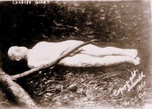 An image of the Cardiff Giant, later revealed as a hoax.