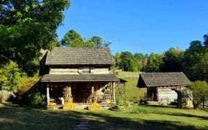 A root cellar keeps perishables cool within a few steps of the Pioneer Farm cabin.