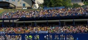 Students at Alderson Broaddus University cheer the Battlers at George Byrer Field.