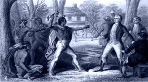 Tecumseh confronts William Henry Harrison