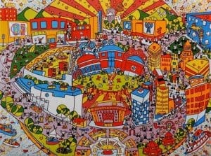 Ian Bode's poster celebrating Festivall is among the art works that uniquely celebrates West Virginia.