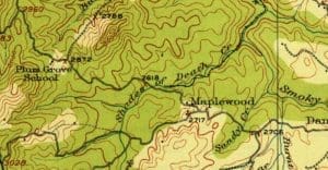 Shades of Death Creek appears on a 1915 map of southern Fayette County, West Virginia.