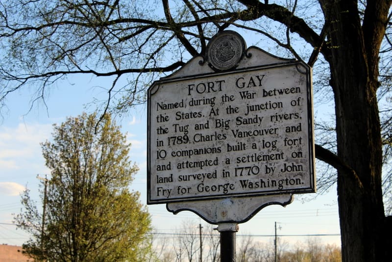 A historical marker at Fort Gay, WV (West Virginia), commemorates the community's establishment.