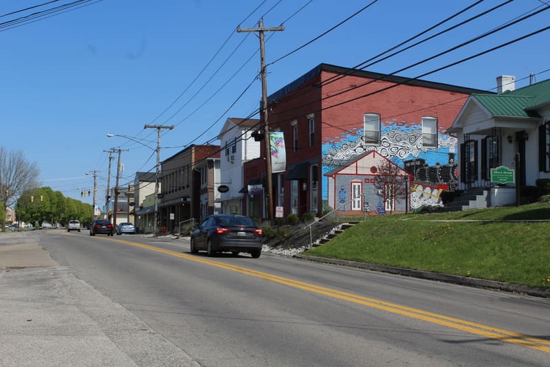 Hurricane, WV (West Virginia) Shops line Main Street in Hurricane, WV (West Virginia), in Putnam County.