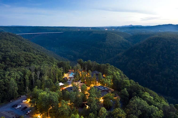 The Adventures on the Gorge Resort overlooks the New River Gorge National Park near Fayetteville, W.Va.
