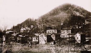Conley Hill rises above the Town of Gauley Bridge, c. 1910.