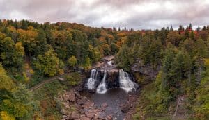 The Blackwater Falls descends out of the Canaan Valley