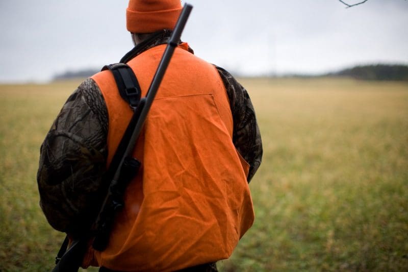 A hunter wanders out into fields in West Virginia.
