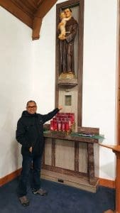 Father Dominikus Baok Points Out Reliquary Scaled