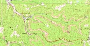 Gooney Otter Creek descends westward from Great Flat Top Mountain to Herndon, West Virginia.