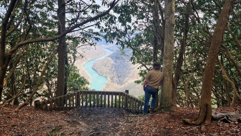 David Sibray enjoys at view of the New River at Grandview