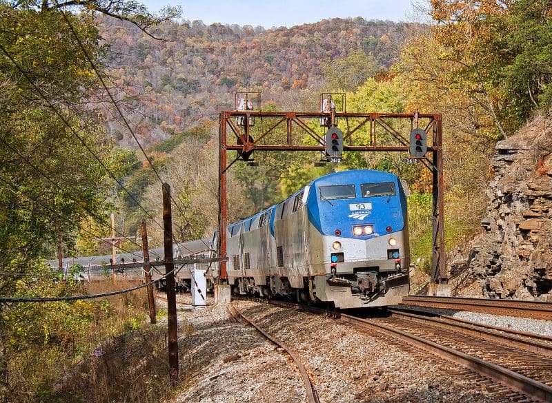 Amtrak In New River Gorge in West Virginia