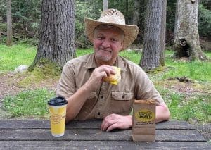 David Sibray Eating Tudors Biscuit in West Virginia