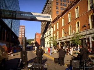 Musicians perform in downtown Wheeling, West VIrginia.