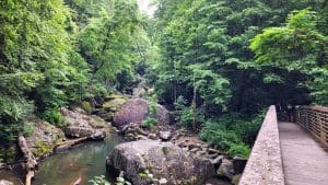 A Footbridge Crosses Wolf Creek Near Fayetteville in West Virginia