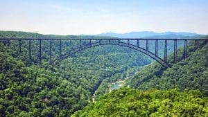 The New River Gorge Bridge spans its namesake gorge near Fayetteville, West Virginia.
