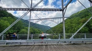 Visitors explore the Tunney Hunsaker Bridge at Fayette Station.