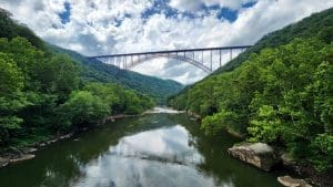 New River Gorge Bridge From New River in West Virginia