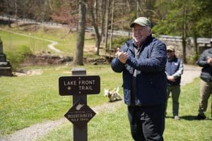 Governor Morrisey unveils the first Mountaineer Mile trail at Little Beaver State Park.