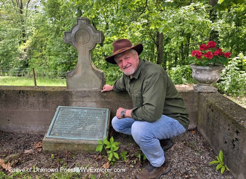 West Virginia Explorer editor David Sibray visits the grave of the unknown priest on Glen Dale Heights, West Virginia.