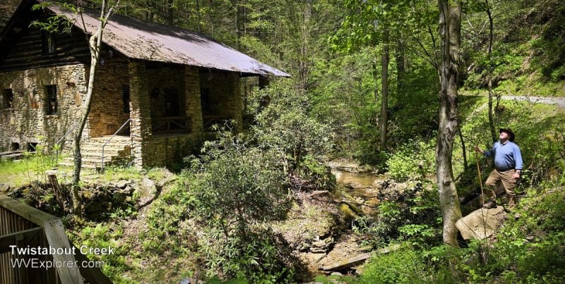 West Virginia Explorer editor David Sibray peers into the forest canopy above Twistabout Creek.