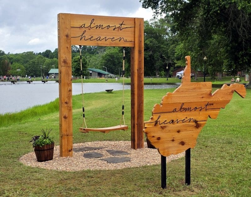 The "Almost Heaven" swing at Cedar Lakes adds yet another photo-up to West Virginia swings trail.
