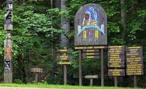 At the Camp Kootaga entrance, signs illustrate the many facilites on the property.